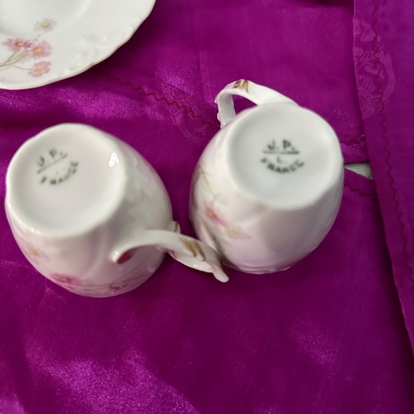 J.P. Limoges, antique, rare find, set of 2, demitasse cups with saucers. - Picture 6 of 11